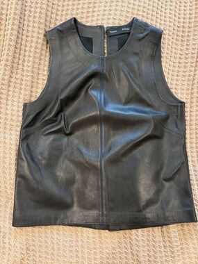 Proenza Schouler Black Leather Sleeveless Top